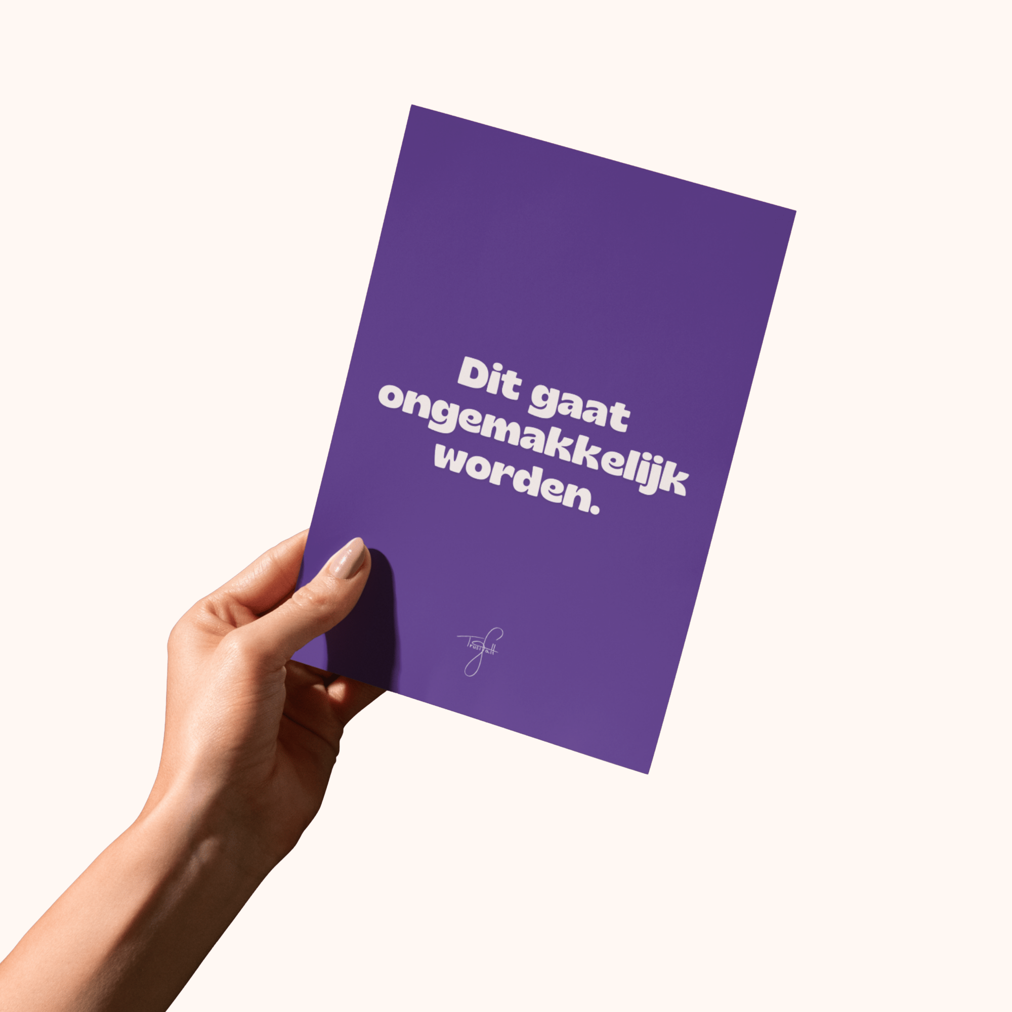 Staande wenskaart: Dit gaat ongemakkelijk worden - Trustfall