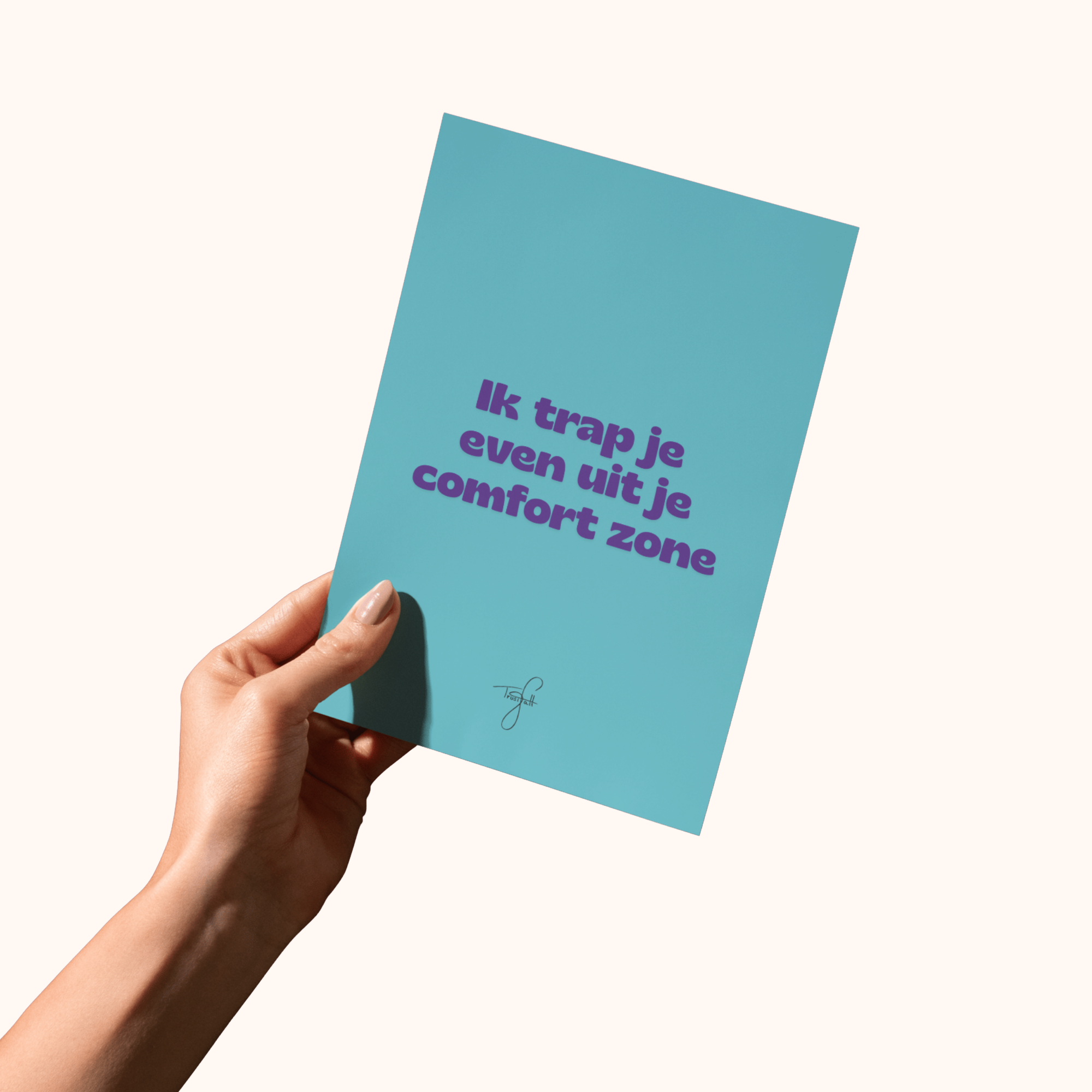 Staande wenskaart: Ik trap je even uit je comfort zone - Trustfall